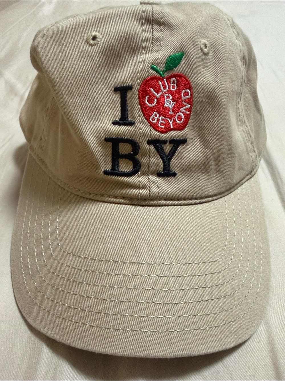 OTTO Beige Kids Cap with Red Apple Embroidery